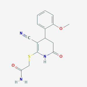 2-((3-Cyano-4-(2-methoxyphenyl)-6-oxo-1,4,5,6-tetrahydropyridin-2-yl)thio)acetamide