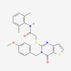 molecular formula C24H23N3O3S2 B2474632 N-(2,6-dimethylphenyl)-2-{[3-(4-methoxybenzyl)-4-oxo-3,4-dihydrothieno[3,2-d]pyrimidin-2-yl]sulfanyl}acetamide CAS No. 1252915-70-0