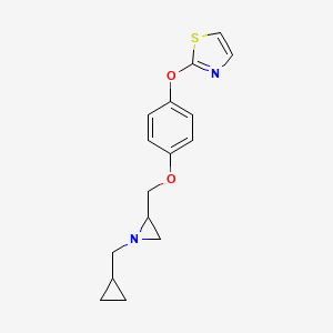 molecular formula C16H18N2O2S B2474633 2-[4-[[1-(Cyclopropylmethyl)aziridin-2-yl]methoxy]phenoxy]-1,3-thiazole CAS No. 2418707-86-3
