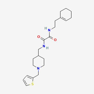 molecular formula C21H31N3O2S B2474643 N1-(2-(环己-1-烯-1-基)乙基)-N2-((1-(噻吩-2-基甲基)哌啶-4-基)甲基)草酰胺 CAS No. 953231-19-1