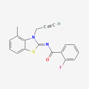 2-fluoro-N-(4-methyl-3-prop-2-ynyl-1,3-benzothiazol-2-ylidene)benzamide