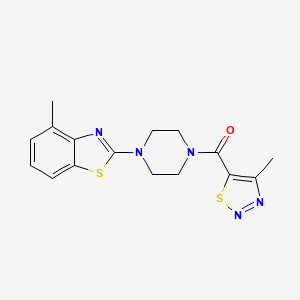 molecular formula C16H17N5OS2 B2474653 (4-Methyl-1,2,3-thiadiazol-5-yl)(4-(4-methylbenzo[d]thiazol-2-yl)piperazin-1-yl)methanone CAS No. 1170369-00-2