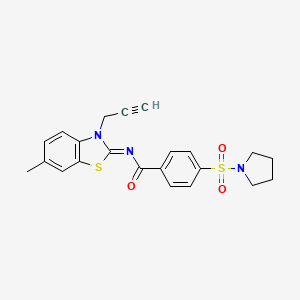 molecular formula C22H21N3O3S2 B2474666 (Z)-N-(6-methyl-3-(prop-2-yn-1-yl)benzo[d]thiazol-2(3H)-ylidene)-4-(pyrrolidin-1-ylsulfonyl)benzamide CAS No. 941976-87-0