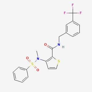 molecular formula C20H17F3N2O3S2 B2474670 3-(N-甲基苯磺酰胺)-N-(3-(三氟甲基)苄基)噻吩-2-甲酰胺 CAS No. 1115933-48-6