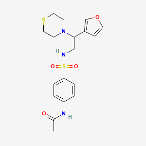molecular formula C18H23N3O4S2 B2474675 N-(4-(N-(2-(呋喃-3-基)-2-硫代吗啉乙基)磺酰胺基)苯基)乙酰胺 CAS No. 2034547-09-4