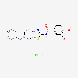 molecular formula C22H24ClN3O3S B2474676 N-(5-benzyl-4,5,6,7-tetrahydrothiazolo[5,4-c]pyridin-2-yl)-3,4-dimethoxybenzamide hydrochloride CAS No. 1189650-65-4