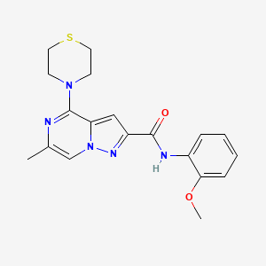 molecular formula C19H21N5O2S B2474677 N-(2-methoxyphenyl)-6-methyl-4-(1,4-thiazinan-4-yl)pyrazolo[1,5-a]pyrazine-2-carboxamide CAS No. 1775494-67-1