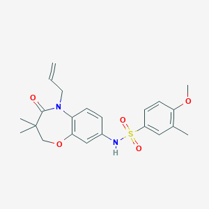 molecular formula C22H26N2O5S B2474683 N-(5-allyl-3,3-dimethyl-4-oxo-2,3,4,5-tetrahydrobenzo[b][1,4]oxazepin-8-yl)-4-methoxy-3-methylbenzenesulfonamide CAS No. 922049-05-6