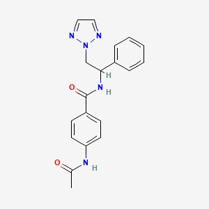 molecular formula C19H19N5O2 B2474687 4-acetamido-N-(1-phenyl-2-(2H-1,2,3-triazol-2-yl)ethyl)benzamide CAS No. 2034548-20-2