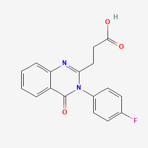 molecular formula C17H13FN2O3 B2474692 3-[3-(4-Fluorophenyl)-4-oxo-3,4-dihydroquinazolin-2-yl]propanoic acid CAS No. 556016-22-9