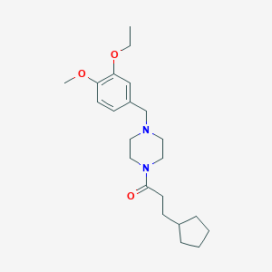 molecular formula C22H34N2O3 B247470 1-(3-Cyclopentylpropanoyl)-4-(3-ethoxy-4-methoxybenzyl)piperazine 