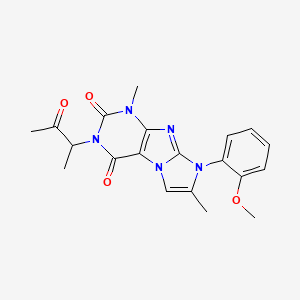molecular formula C20H21N5O4 B2474705 6-(2-Methoxyphenyl)-4,7-dimethyl-2-(3-oxobutan-2-yl)purino[7,8-a]imidazole-1,3-dione CAS No. 876669-77-1