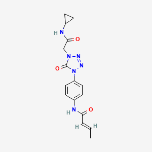 molecular formula C16H18N6O3 B2474710 (E)-N-(4-(4-(2-(cyclopropylamino)-2-oxoethyl)-5-oxo-4,5-dihydro-1H-tetrazol-1-yl)phenyl)but-2-enamide CAS No. 1396892-58-2