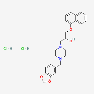 molecular formula C25H30Cl2N2O4 B2474735 二盐酸 1-(4-(苯并[d][1,3]二氧杂环-5-基甲基)哌嗪-1-基)-3-(萘-1-氧基)丙-2-醇 CAS No. 1327614-76-5