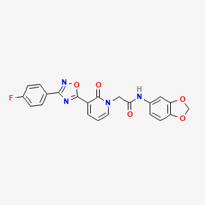 molecular formula C22H15FN4O5 B2474759 N-1,3-benzodioxol-5-yl-2-[3-[3-(4-fluorophenyl)-1,2,4-oxadiazol-5-yl]-2-oxopyridin-1(2H)-yl]acetamide CAS No. 1251633-74-5