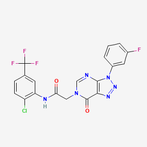 molecular formula C19H11ClF4N6O2 B2474771 N-(2-chloro-5-(trifluoromethyl)phenyl)-2-(3-(3-fluorophenyl)-7-oxo-3H-[1,2,3]triazolo[4,5-d]pyrimidin-6(7H)-yl)acetamide CAS No. 893938-04-0
