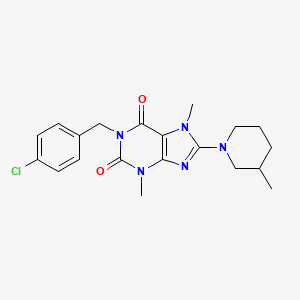 molecular formula C20H24ClN5O2 B2474779 1-(4-chlorobenzyl)-3,7-dimethyl-8-(3-methylpiperidin-1-yl)-1H-purine-2,6(3H,7H)-dione CAS No. 941937-41-3