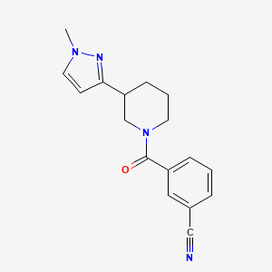 3-(3-(1-methyl-1H-pyrazol-3-yl)piperidine-1-carbonyl)benzonitrile