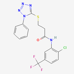 B2474799 N-[2-chloro-5-(trifluoromethyl)phenyl]-3-[(1-phenyl-1H-1,2,3,4-tetrazol-5-yl)sulfanyl]propanamide CAS No. 301688-15-3