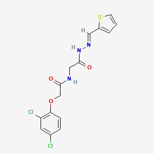 molecular formula C15H13Cl2N3O3S B2474808 (E)-2-(2,4-dichlorophenoxy)-N-(2-oxo-2-(2-(thiophen-2-ylmethylene)hydrazinyl)ethyl)acetamide CAS No. 391884-75-6