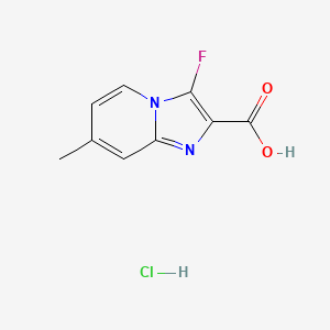 molecular formula C9H8ClFN2O2 B2474816 3-Fluoro-7-methylimidazo[1,2-a]pyridine-2-carboxylic acid hydrochloride CAS No. 1322749-72-3; 696632-07-2