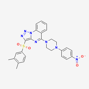 molecular formula C27H25N7O4S B2474817 3-[(3,4-Dimethylphenyl)sulfonyl]-5-[4-(4-nitrophenyl)piperazin-1-yl][1,2,3]triazolo[1,5-a]quinazoline CAS No. 893277-12-8