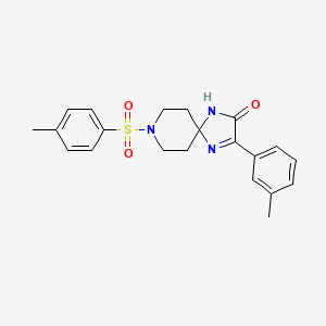 molecular formula C21H23N3O3S B2474822 3-(m-Tolyl)-8-tosyl-1,4,8-triazaspiro[4.5]dec-3-en-2-one CAS No. 1216996-40-5
