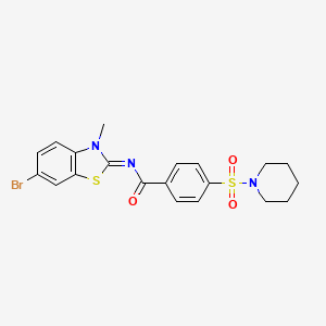 molecular formula C20H20BrN3O3S2 B2474832 (E)-N-(6-bromo-3-methylbenzo[d]thiazol-2(3H)-ylidene)-4-(piperidin-1-ylsulfonyl)benzamide CAS No. 325979-11-1