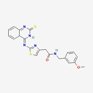 molecular formula C21H19N5O2S2 B2474841 N-[(3-methoxyphenyl)methyl]-2-{2-[(2-sulfanylidene-1,2-dihydroquinazolin-4-yl)amino]-1,3-thiazol-4-yl}acetamide CAS No. 689266-97-5