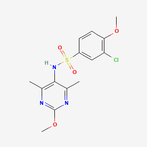 molecular formula C14H16ClN3O4S B2474849 3-chloro-4-methoxy-N-(2-methoxy-4,6-dimethylpyrimidin-5-yl)benzenesulfonamide CAS No. 2178772-06-8