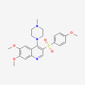 molecular formula C23H27N3O5S B2474854 6,7-Dimethoxy-3-((4-methoxyphenyl)sulfonyl)-4-(4-methylpiperazin-1-yl)quinoline CAS No. 887214-43-9