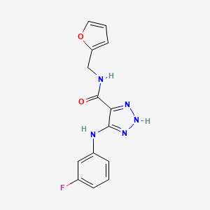 molecular formula C14H12FN5O2 B2474859 5-[(3-氟苯基)氨基]-N-(2-呋喃甲基)-1H-1,2,3-三唑-4-甲酰胺 CAS No. 1105200-13-2