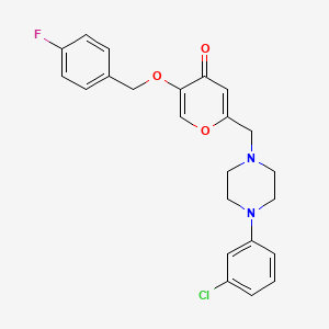 molecular formula C23H22ClFN2O3 B2474860 2-((4-(3-chlorophenyl)piperazin-1-yl)methyl)-5-((4-fluorobenzyl)oxy)-4H-pyran-4-one CAS No. 898421-02-8