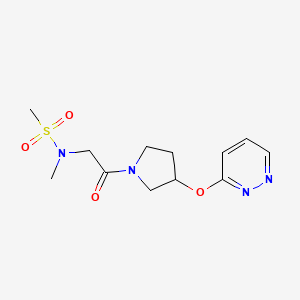 molecular formula C12H18N4O4S B2474864 N-甲基-N-(2-氧代-2-(3-(吡啶-3-氧代)吡咯烷-1-基)乙基)甲磺酰胺 CAS No. 2034336-02-0