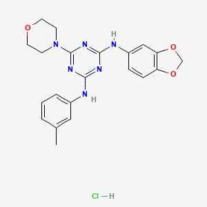 B2474865 N2-(benzo[d][1,3]dioxol-5-yl)-6-morpholino-N4-(m-tolyl)-1,3,5-triazine-2,4-diamine hydrochloride CAS No. 1179392-12-1