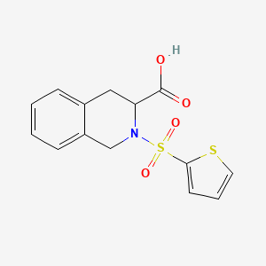 molecular formula C14H13NO4S2 B2474866 2-(Thiophene-2-sulfonyl)-1,2,3,4-tetrahydro-isoquinoline-3-carboxylic acid CAS No. 1008267-14-8
