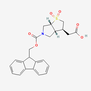 molecular formula C23H23NO6S B2474869 2-[(3S,3Ar,6aR)-5-(9H-fluoren-9-ylmethoxycarbonyl)-1,1-dioxo-2,3,3a,4,6,6a-hexahydrothieno[2,3-c]pyrrol-3-yl]acetic acid CAS No. 2137852-60-7