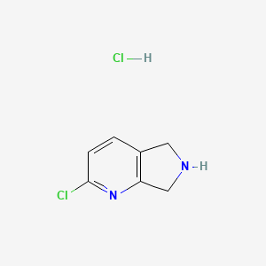 molecular formula C7H9Cl3N2 B2474873 2-Chloro-6,7-dihydro-5H-pyrrolo[3,4-b]pyridine hydrochloride CAS No. 1841081-37-5