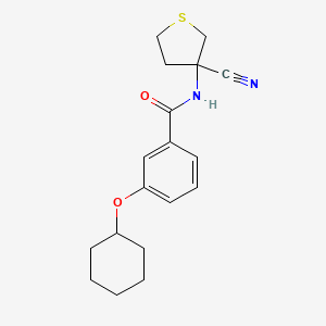 molecular formula C18H22N2O2S B2474877 3-环己氧基苯甲酰胺-N-(3-氰基硫杂环-3-基) CAS No. 1385356-29-5