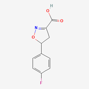 molecular formula C10H8FNO3 B2474884 5-(4-Fluorophenyl)-4,5-dihydro-1,2-oxazole-3-carboxylic acid CAS No. 1781117-13-2