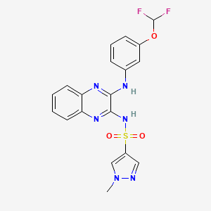 molecular formula C19H16F2N6O3S B2474888 N-(3-((3-(二氟甲氧基)苯基)氨基)喹喔啉-2-基)-1-甲基-1H-吡唑-4-磺酰胺 CAS No. 1787881-05-3