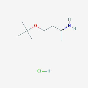 molecular formula C8H20ClNO B2474890 (2R)-4-[(2-甲基丙烷-2-基)氧基]丁烷-2-胺；盐酸盐 CAS No. 2470279-84-4