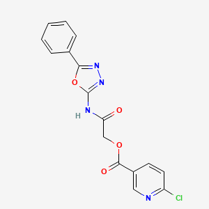 molecular formula C16H11ClN4O4 B2474897 6-氯吡啶-3-羧酸[2-氧代-2-[(5-苯基-1,3,4-恶二唑-2-基)氨基]乙基酯 CAS No. 876939-87-6