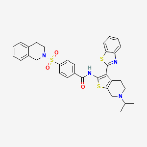 molecular formula C33H32N4O3S3 B2474898 N-(3-(benzo[d]thiazol-2-yl)-6-isopropyl-4,5,6,7-tetrahydrothieno[2,3-c]pyridin-2-yl)-4-((3,4-dihydroisoquinolin-2(1H)-yl)sulfonyl)benzamide CAS No. 681183-98-2