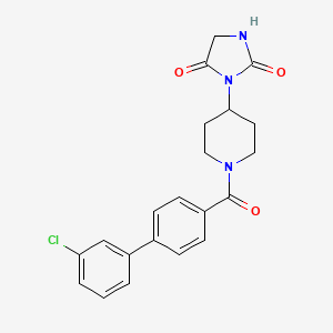 molecular formula C21H20ClN3O3 B2474900 3-(1-(3'-Chloro-[1,1'-biphenyl]-4-carbonyl)piperidin-4-yl)imidazolidine-2,4-dione CAS No. 2034312-02-0