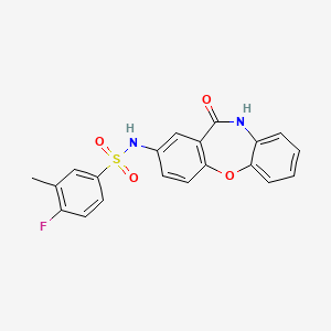 molecular formula C20H15FN2O4S B2474903 4-fluoro-3-methyl-N-(11-oxo-10,11-dihydrodibenzo[b,f][1,4]oxazepin-2-yl)benzenesulfonamide CAS No. 922062-97-3