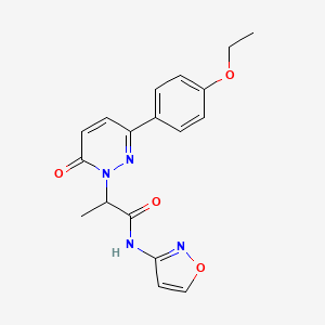 molecular formula C18H18N4O4 B2474912 2-(3-(4-ethoxyphenyl)-6-oxopyridazin-1(6H)-yl)-N-(isoxazol-3-yl)propanamide CAS No. 1235394-56-5