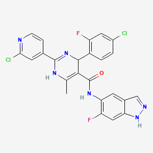 molecular formula C24H16Cl2F2N6O B2474917 4-(4-chloro-2-fluorophenyl)-2-(2-chloropyridin-4-yl)-N-(6-fluoro-1H-indazol-5-yl)-6-methyl-1,4-dihydropyrimidine-5-carboxamide CAS No. 874119-56-9