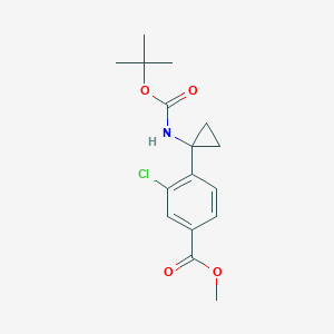 molecular formula C16H20ClNO4 B2474920 Methyl 3-chloro-4-[1-[(2-methylpropan-2-yl)oxycarbonylamino]cyclopropyl]benzoate CAS No. 2380033-72-5