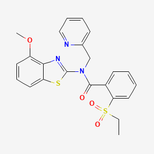 molecular formula C23H21N3O4S2 B2474921 2-(乙磺酰基)-N-(4-甲氧基苯并[d]噻唑-2-基)-N-(吡啶-2-基甲基)苯甲酰胺 CAS No. 886941-21-5